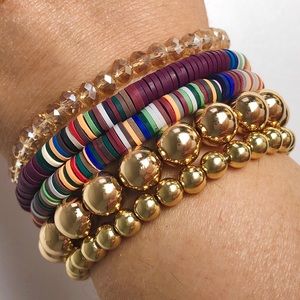 Boho beaded bracelet stack (set of 5)